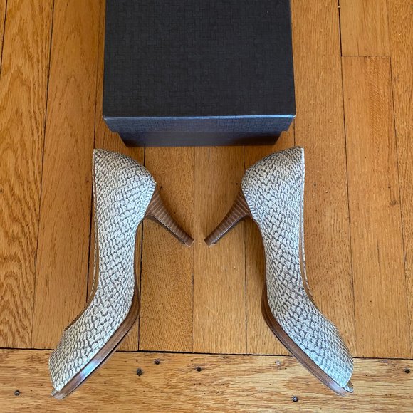 Cole Haan Cobra Embossed Peep Toe Shoes - Picture 11 of 11